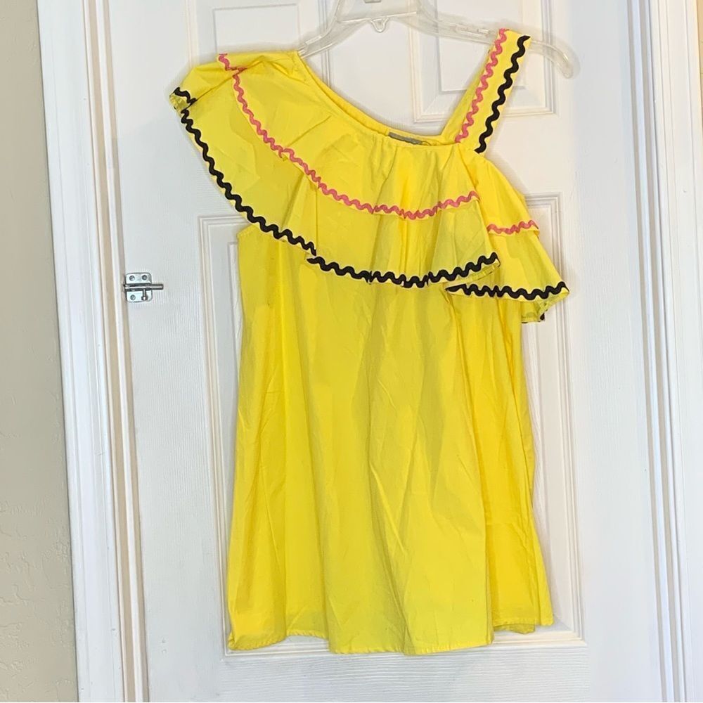ASOS Rik Rak Trim Ruffle One Shoulder Sundress in Structured Cotton Size 4P - Picture 10 of 11